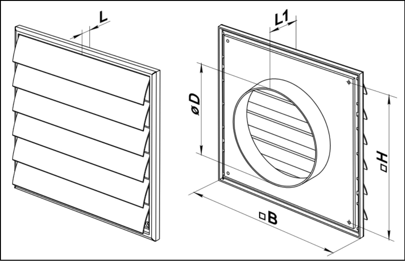 Габаритные размеры вытяжной решетки ВЕНТС МВ 250/150 ВЖ